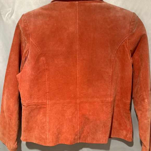 Vintage Pale Peach Suede Leather Blazer Jacket Coat Size Petite Large - Picture 5 of 7